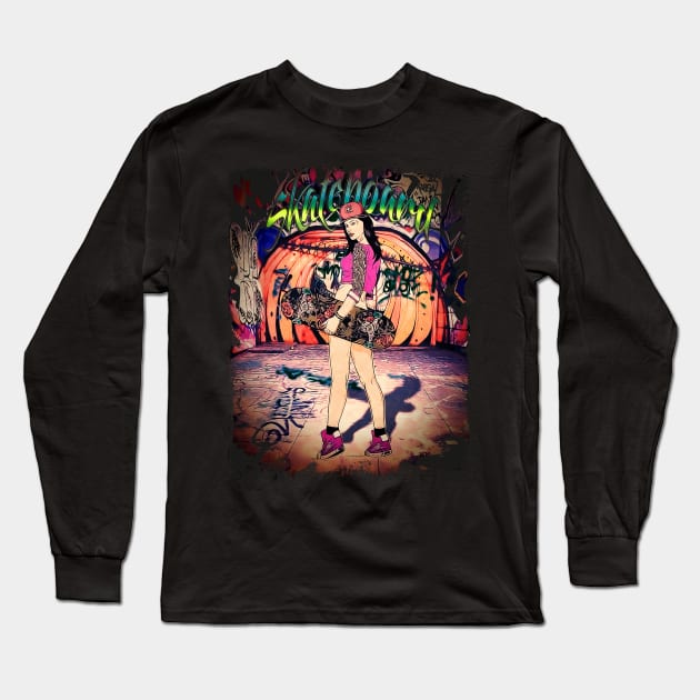 Skater Chic Long Sleeve T-Shirt by Dark Planet Tees